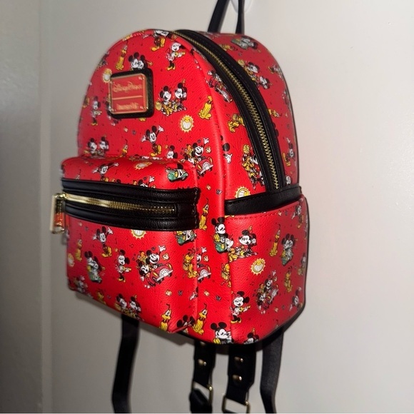 disney loungefly mini backpack mickey minie and pluto and printed details Coordinating interior lining Dimensions Mickey & Friends Hot Air